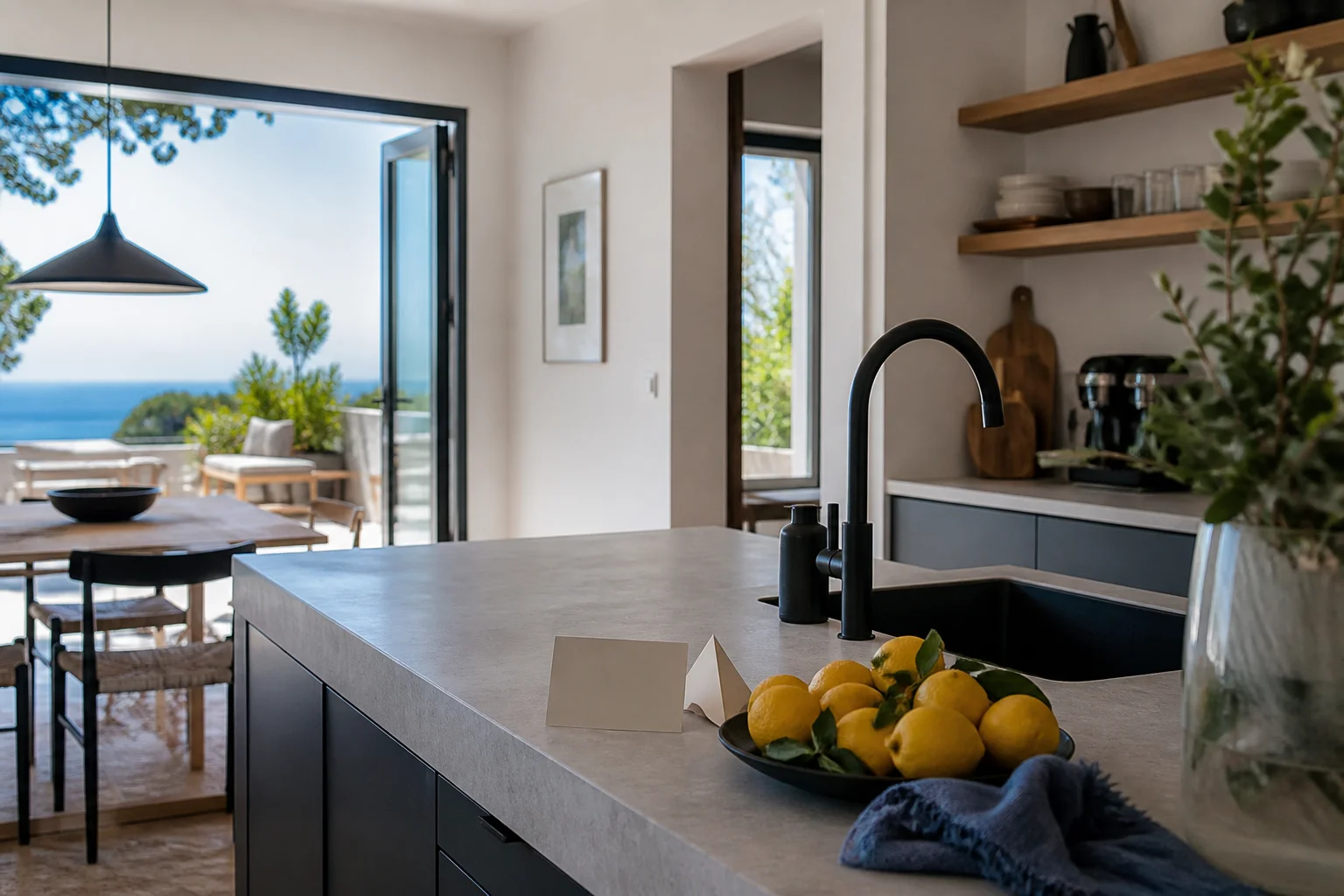 A prepared rental kitchen ready for arriving guests